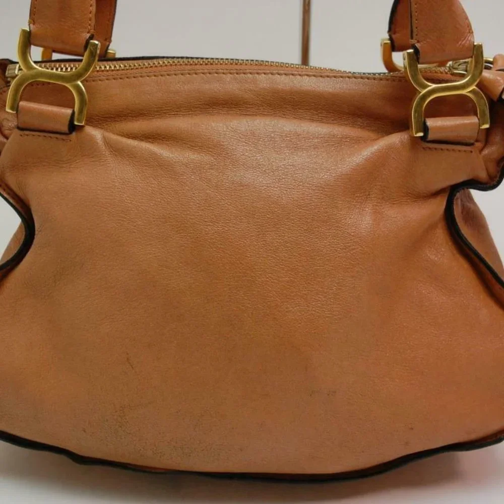 Auth Chloe Marcie Medium Shoulder Bag Leather Bron - Picture 2 of 16